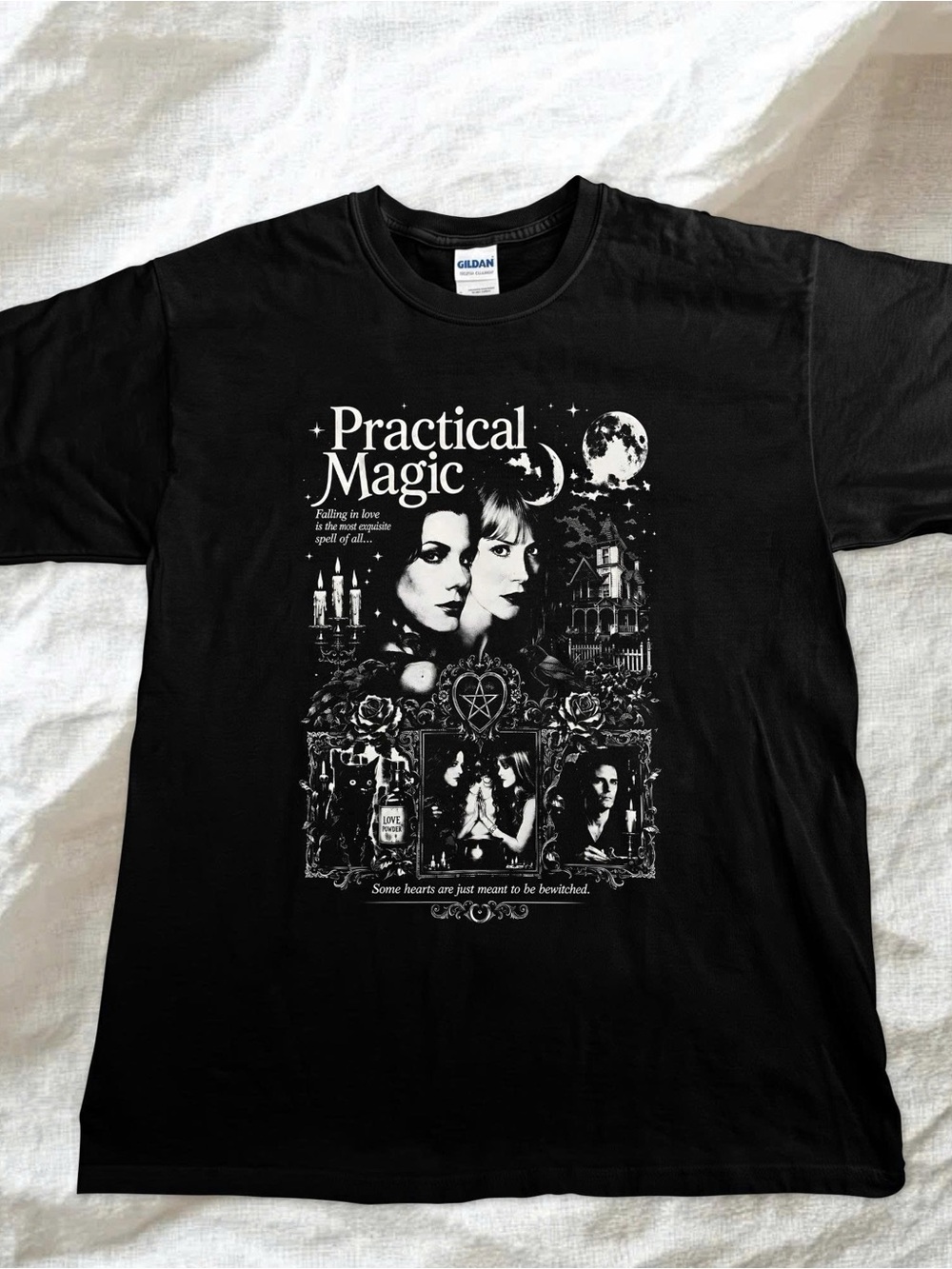 Practical Magic Movie Graphic Tee with White Witch Aesthetic Cotton Tee